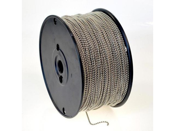 White Plated Ball Chain SPOOL, 2.4mm, 1000ft (1,000 foot)