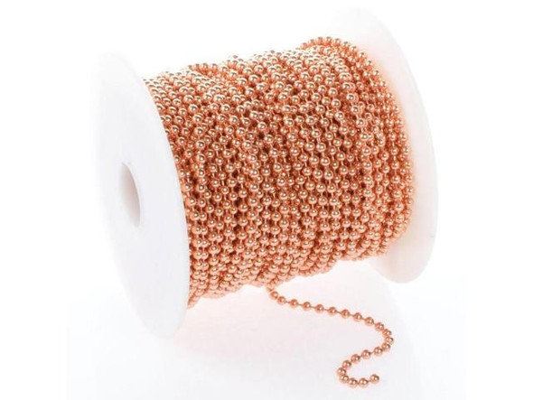 Raw Copper Ball Chain 100ft SPOOL, 3.2mm (100 foot)