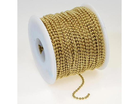 Brass Plated Ball Chain, 2.4mm, 100-feet (Spool)