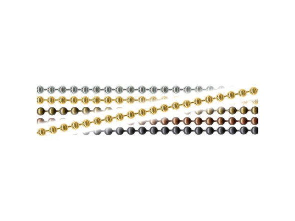 Brass Plated Ball Chain, 2.4mm, 100-feet (Spool)