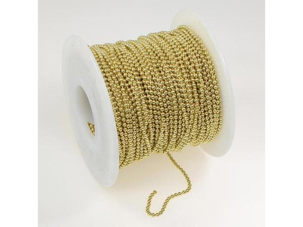 Brass Plated Ball Chain, 1.8mm, 100ft (Spool)