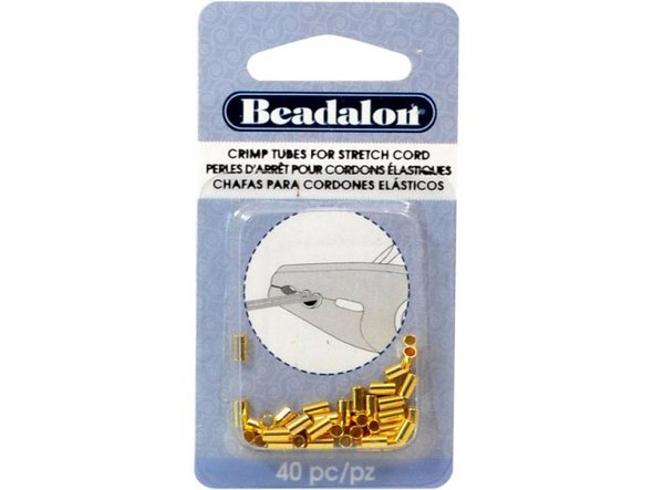Beadalon Gold Plated Crimp Tubes for 1.0mm Stretch Cord (pack)