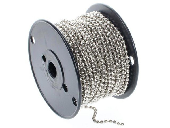 White Plated Ball Chain, 4.8mm, 100ft (Spool)