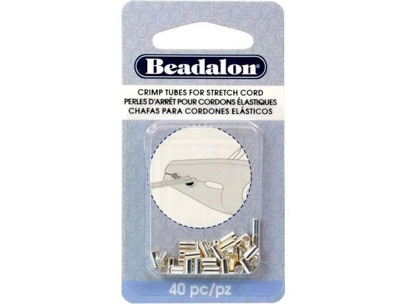 Beadalon Silver Plated Crimp Tubes for 1.0mm Stretch Cord (pack)