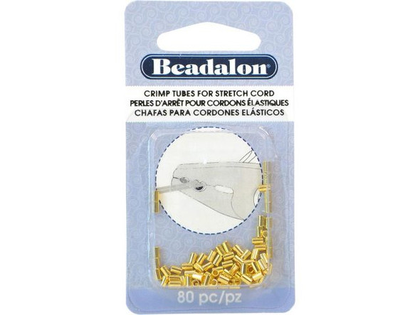 Beadalon Gold Plated Crimp Tubes for 0.7mm and 0.8mm Stretch Cord (pack)