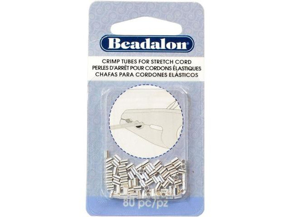 Beadalon Silver Plated Crimp Tubes for 0.7mm and 0.8mm Stretch Cord (pack)