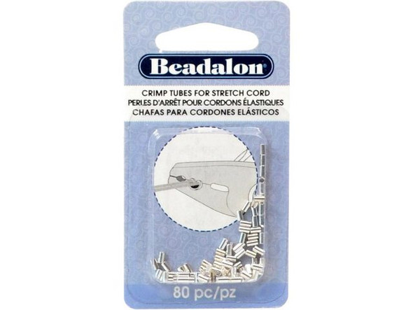 Beadalon Silver Plated Crimp Tubes for 0.5mm Stretch Cord (pack)