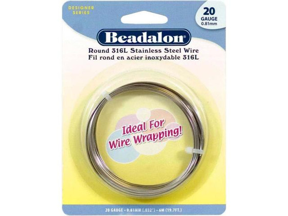 Beadalon 316L Stainless Steel Wire, 20ga, Round, 19.7' (Each)