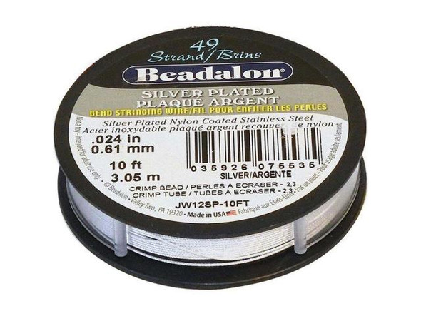 Beadalon Silver Plated Wire, 49 Strand, 0.024", 10' Spool (10 foot)