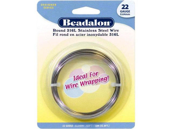 Beadalon 316L Stainless Steel Wire, 22ga, Round, 32.8' (Each)