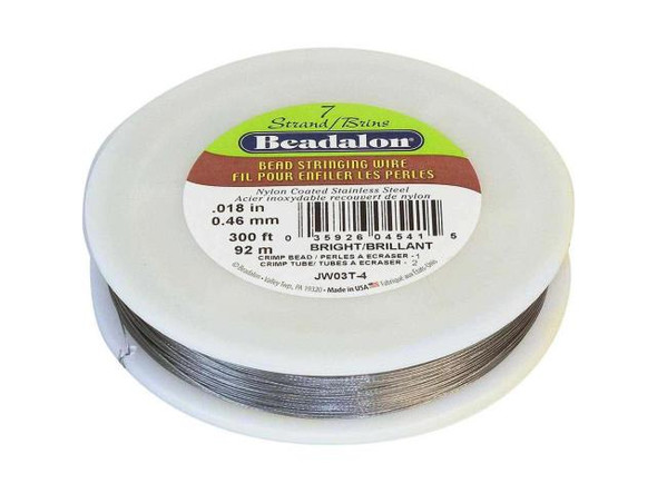 Beadalon Beading Wire, 7-Strand, 0.018", 300' Spool - Bright Steel (300 foot)