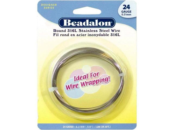 Beadalon 316L Stainless Steel Wire, 24ga, Round, 39.4' (Each)