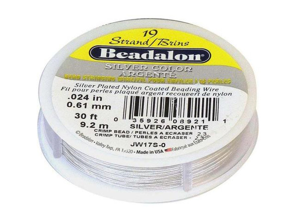 What is Beadalon?     Durable, flexible, multistrand twisted  wire cable with a smooth abrasion-resistant nylon coating.    Very easy to use - no needle required. Instead of knotting,  finish the ends with crimp beads.    Kink resistant: the higher the strand count, the better the  resistance. 7-strand is similar to other brands of tigertail but  has a smoother coating, and 19-strand is even more supple than 7-strand. Beadalon 49 Strand is the softest and most flexible of all Beadalon varieties.    For best durability use the largest diameter that fits your  beads, and the largest number of strands (7, 19 or 49) that fit  your budget.    Beadalon does not stretch, even with heavy beads. Great for  crystal necklaces, gemstones, handmade glass beads, delicate seed beads, freshwater pearls, and anything  that you want to last for decades.For help choosing the perfect size of crimp beads for each size of Beadalon, see Crimps & Cable Size Chart.   See Related Products links (below) for similar items and additional jewelry-making supplies that are often used with this item.