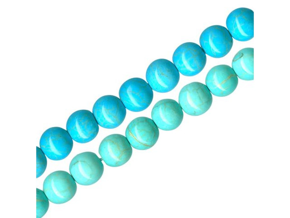 Dyed Magnesite Gemstone Beads, Round, 8mm - Turquoise Color (strand)