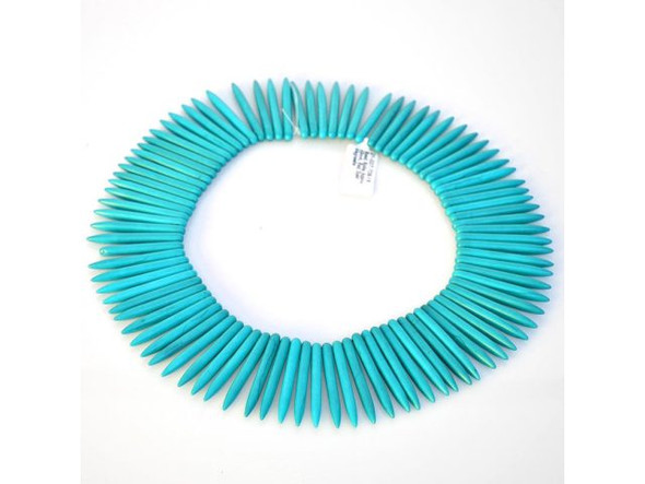 45mm Magnesite Gemstone Spike Beads - Turquoise Dyed Magnesite (strand)