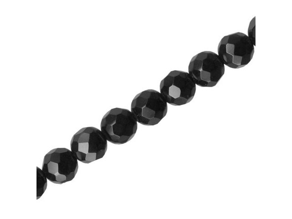 Black Onyx Gemstone Beads, Faceted Round, 8mm (strand)