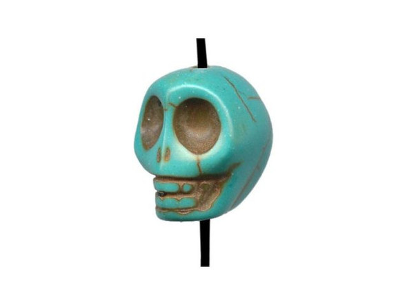 12mm Dyed Magnesite Gemstone Skull Beads - Turquoise Color #75-000-94-06-03