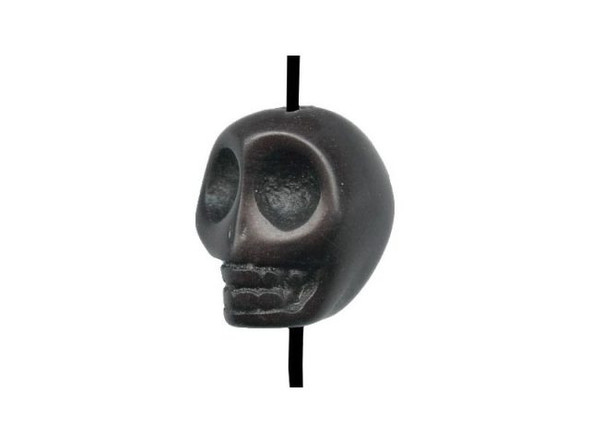 Dyed Magnesite Gemstone Beads, Skull, 12mm - Black (strand)