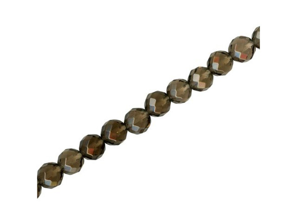 Smoky Quartz Gemstone Bead, Faceted Round, 6mm (strand)