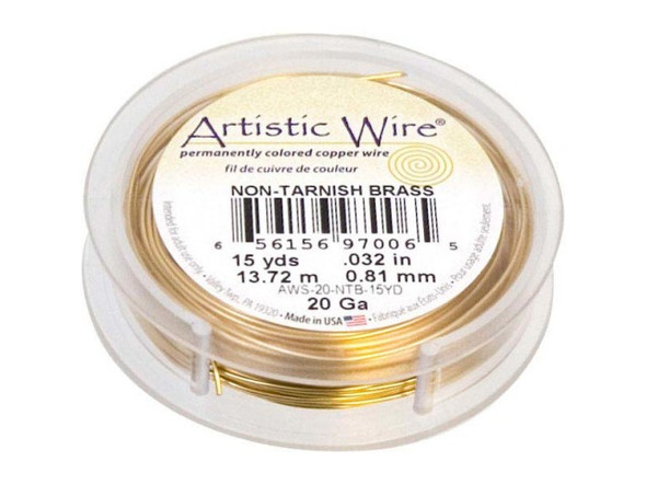 Artistic Wire Tarnish Resistant Brass Jewelry Wire, 20ga, 45ft (Each)