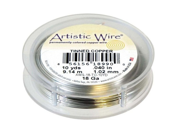 Artistic Wire Copper Jewelry Wire, 18ga, 30ft - Tinned Copper (Each)