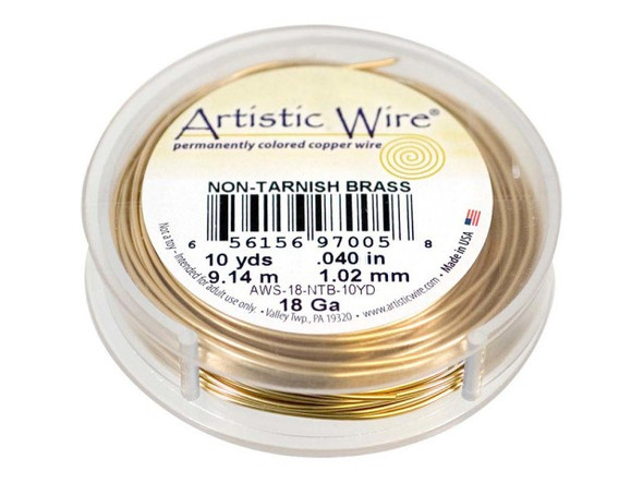 Artistic Wire Tarnish Resistant Brass Jewelry Wire, 18ga, 30ft (Each)