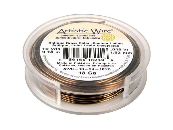 Artistic Wire Copper Jewelry Wire, 18ga, 30ft - Antique Brass (Each)