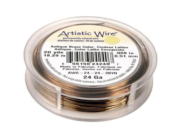 Artistic Wire Copper Jewelry Wire, 24ga, 60ft - Antique Brass (Each)