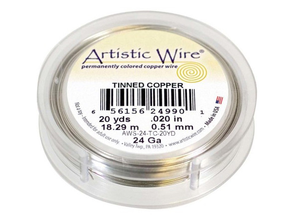 Tinned Copper is commonly used by stained glass workers, because soft solder flows nicely onto it, making it easy to add tinned-copper embellishments like spirals, swirls and cat whiskers. Even more importantly, tinned copper is used for creating wire loops for hanging, at the tops of suncatchers, stained glass pieces, and soldered-glass pendants. It's a good color match for soft solder and white-plated jewelry findings.This chart by Beadalon shows the relative hardnesses of Artistic Wire and other popular types of wire, from dead soft to full hard:  Confused about wire gauges and wire hardnesses?Try our Wire 101 page for definitions and comparisons.   See Related Products links (below) for similar items and additional jewelry-making supplies that are often used with this item.