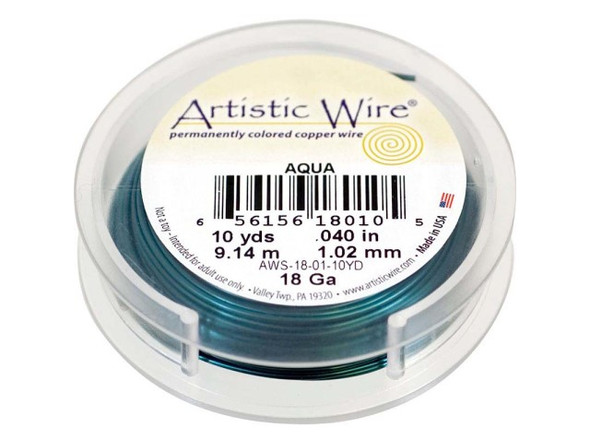 Artistic Wire Copper Jewelry Wire, 18ga, 30ft - Aquamarine (Each)