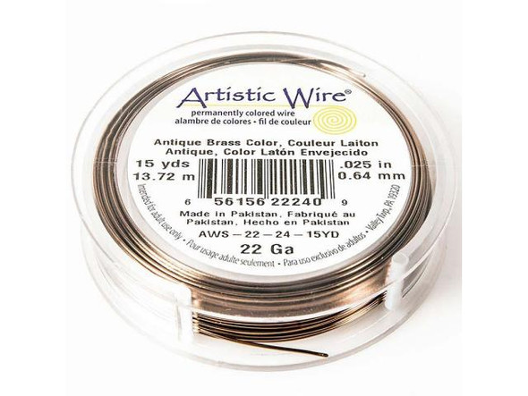 Artistic Wire Copper Jewelry Wire, 22ga, 45ft - Antique Brass (Each)