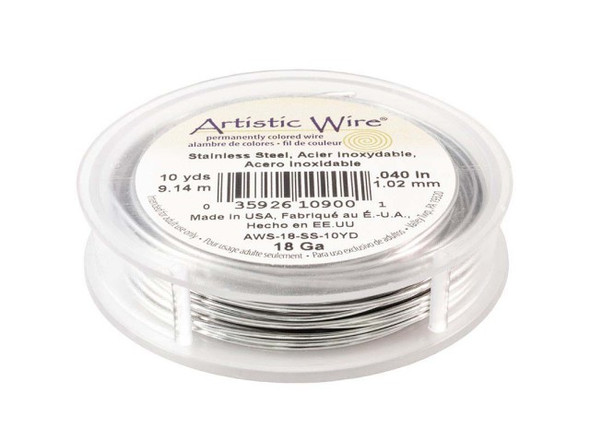 Artistic Wire 304 Stainless Steel Jewelry Wire, 18ga, 30ft (Each)