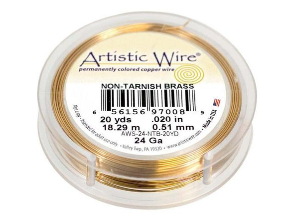Artistic Wire Tarnish Resistant Brass Jewelry Wire, 24ga, 60ft (Each)