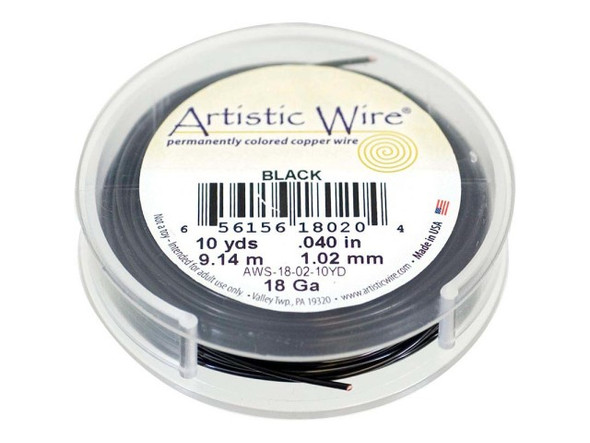 Artistic Wire Copper Jewelry Wire, 18ga, 30ft - Black (Each)
