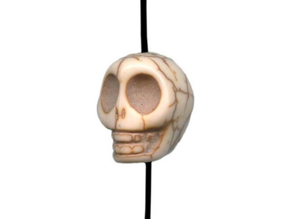 Dyed Magnesite Gemstone Beads, Skull, 12mm - White (strand)