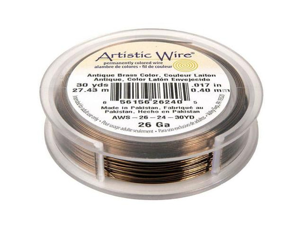 Artistic Wire Copper Jewelry Wire, 26ga, 90ft - Antique Brass (Each)