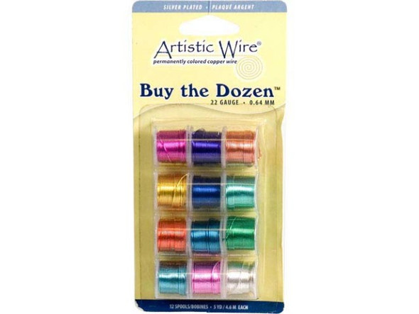 Artistic Wire 22ga Sampler, Assorted Silver Plated Copper Wire (multi pack)