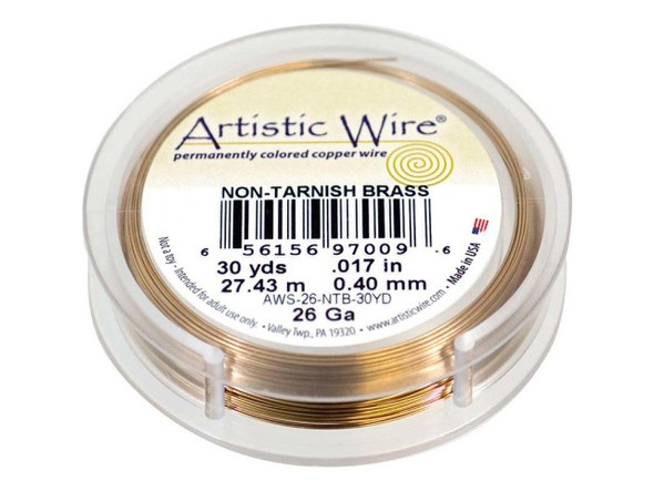 Artistic Wire Brass Jewelry Wire, 26ga, 90ft - Tarnish Resistant Brass (Each)