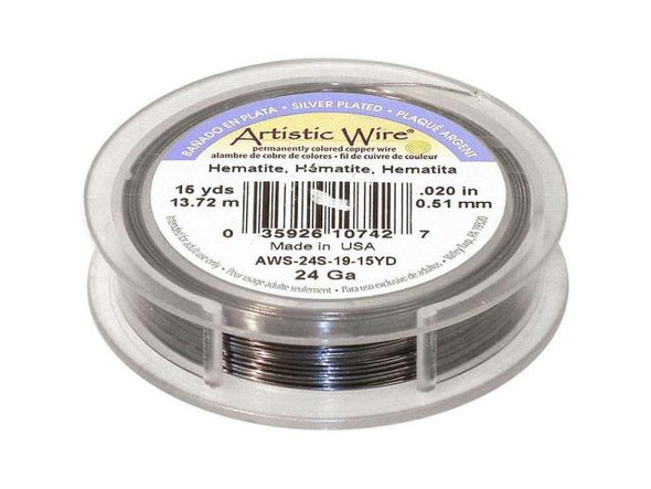 Artistic Wire Silver Plated Copper Jewelry Wire, 24ga, 45ft - Hematite Color (Each)