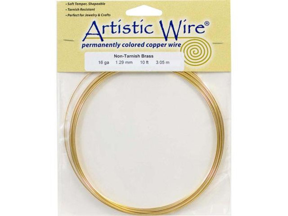 Artistic Wire Tarnish Resistant Brass Jewelry Wire, 16ga, 10ft (Each)