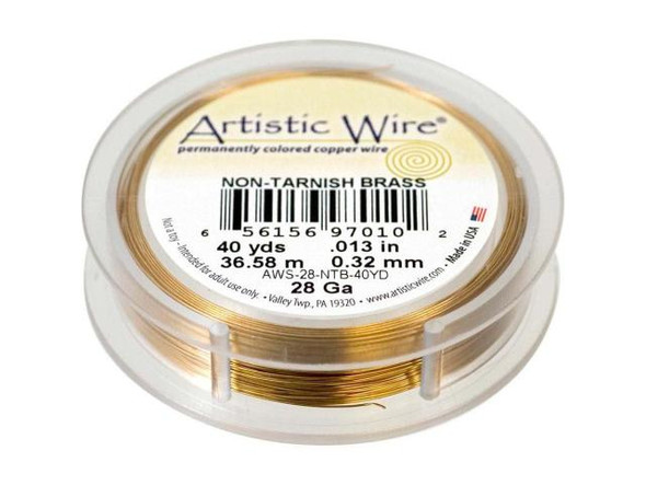 Artistic Wire Tarnish Resistant Brass Jewelry Wire, 28ga, 120ft (Each)