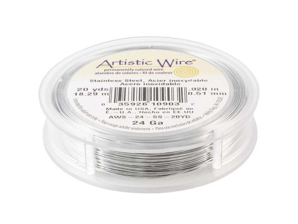 Artistic Wire 304 Stainless Steel Jewelry Wire, 24ga, 60ft (Each)