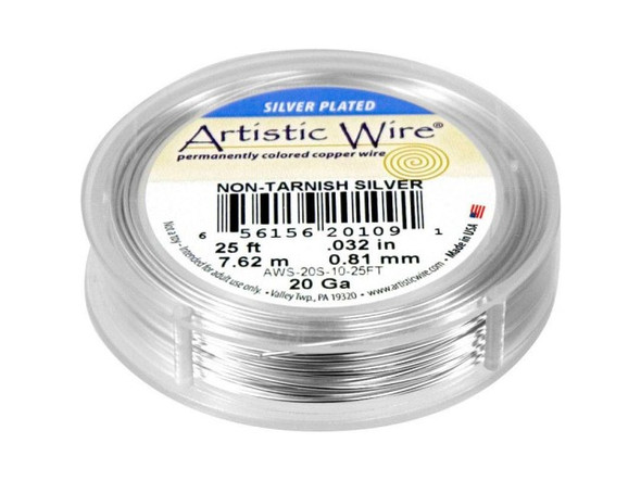 Artistic Wire Silver Plated Copper Jewelry Wire, 20ga, 25ft (Each)