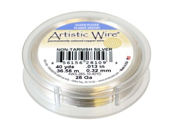 Artistic Wire Silver Plated Copper Jewelry Wire, 28ga, 120ft (Each)