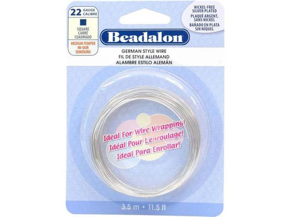 Beadalon Silver Plated Copper Jewelry Wire, Square, 22ga (Each)