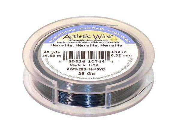 Artistic Wire Silver Plated Copper Jewelry Wire, 28ga, 120ft - Hematite Color #46-458-60