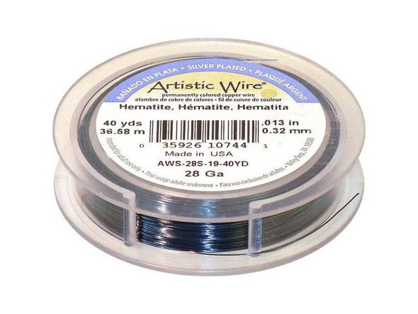 Artistic Wire Silver Plated Copper Jewelry Wire, 28ga, 120ft - Hematite Color (Each)