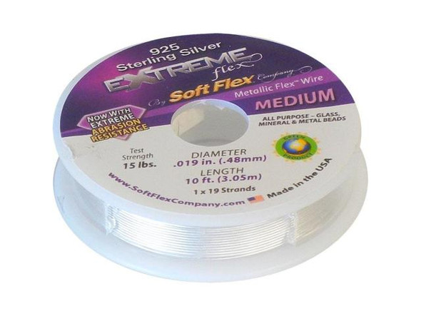 Soft Flex Extreme Flex Beading Wire, 0.019", 19 strand, 10' - Silver Plated (10 foot)