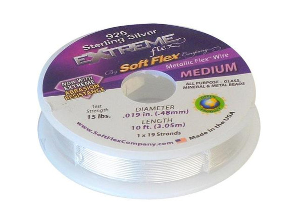 Soft Flex and Soft Touch WireSoft Flex Wire is a very flexible stainless steel cable with a nylon coating. It's a tiny version of the cables you see on suspension bridges. Soft Flex is constructed of 7, 21, or 49 micro woven stainless steel wires. Each diameter (.010", .014", .019", .024") is designed to handle certain levels of abrasion, everything from soft, lightweight materials like pearls and seed beads to larger and rougher materials like glass, minerals and metal.No needle is required -- but here's the kicker -- you can knot it! You may not even know it's made of wire! Finish ends with crimp beads, crimp tubes, or knots. When knotting, use an 8-knot so there is no bend on either side. Diameter Recommended Use.010"Peyote stitch and bead weaving.014"Softer, less abrasive materials such as freshwater pearls and seed beads..019"Small to medium glass beads, Austrian crystals, silver, pewter and seed beads..024"Abrasive materials and designs that will meet excessive movement such as watchbands and bracelets. .024" diameter great for multi-strand designs, African beads and large stones.Confused about this stringing material?Although Soft Flex, Soft Touch and Beadalon are commonly called beading wire, each is actually a thin, flexible cable made of many woven wires. The result is a strong, user-friendly stringing material.What is the difference between Soft Flex and Soft Touch?Both styles have the same strength and durability, and both come in the 0.014", 0.019", and 0.024" diameters. Soft Touch is extra flexible, and is available in an additional diameter (0.010") for those who like to weave or stitch.Soft Touch drapes more threadlike than Soft Flex. So, why use Soft Flex if Soft Touch has better drapability? Many people prefer a bolder, more wire-like look on their pieces and do not want the drape of Soft Touch. Also, Soft Flex comes in a large variety of colors.See Related Products links (below) for similar items and additional jewelry-making supplies that are often used with this item.