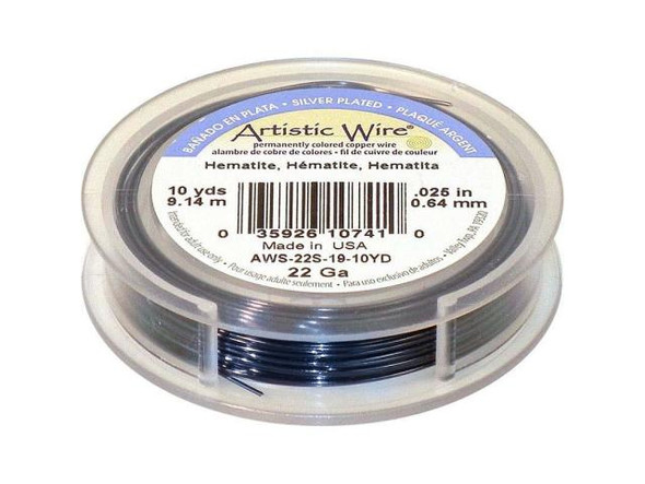 Artistic Wire Silver Plated Copper Jewelry Wire, 22ga, 30ft - Hematite Color (Each)